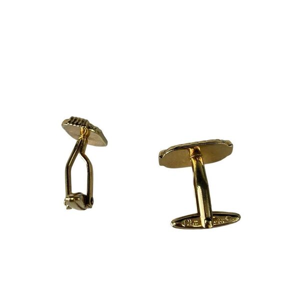 Christian Dior Authentic Rectangular Cufflinks Gold Black Stone Men's Jewelry - Picture 8 of 8